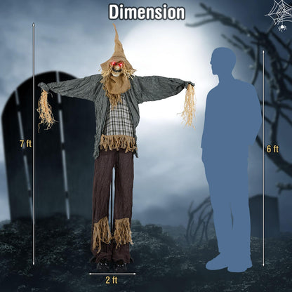 7 Ft Animated Standing Scarecrow Halloween Prop