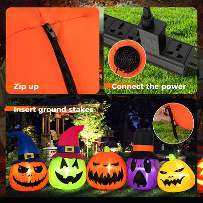 9 Ft Inflatable Pumpkin Family Yard Decoration
