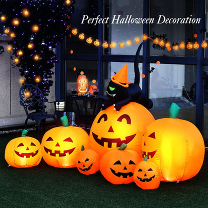 7.5 Ft Inflatable Pumpkin with Witch and Cat