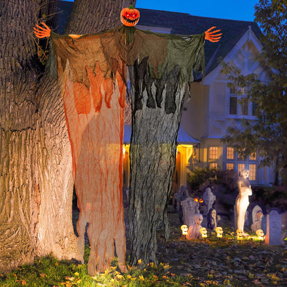 6 Ft Hanging Ghost Pumpkin Man with LED Eyes