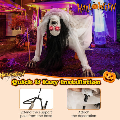 Animated Crawling Zombie Woman Halloween Prop