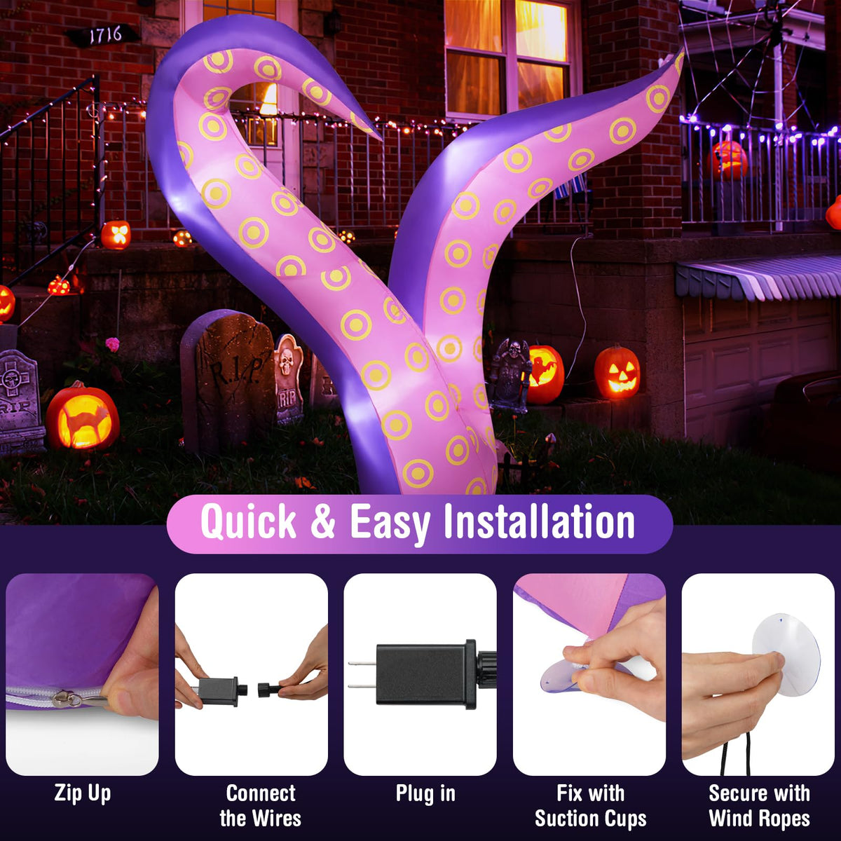 6.5 Ft Inflatable Octopus Tentacles Car Decoration