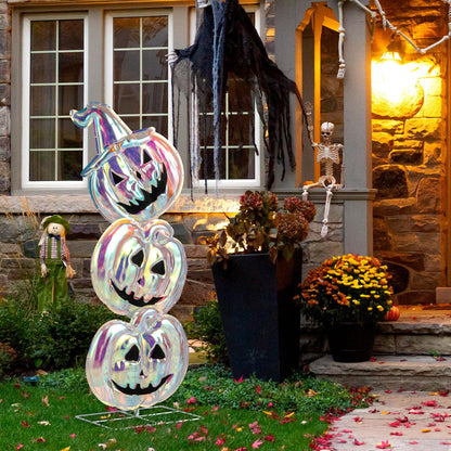 3.4 Ft Light Up Stacked Pumpkins, 150 LEDs