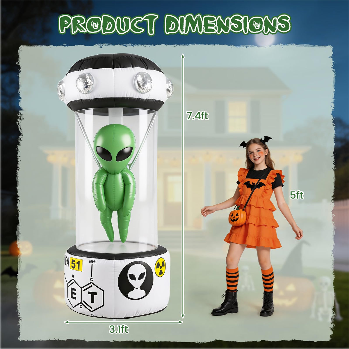7.4 Ft Inflatable Alien Stasis Pod Yard Decor