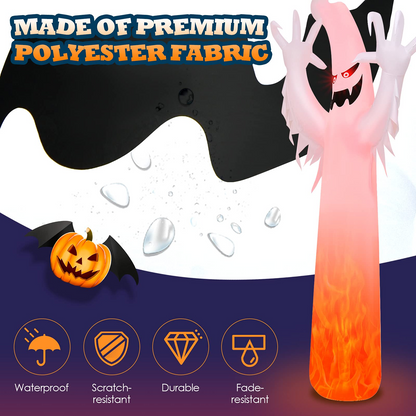 12 Ft Inflatable Ghost with Flame Light Effect