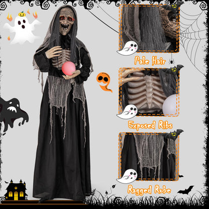6 Ft Talking Animatronic Witch with Light-Up Eyes