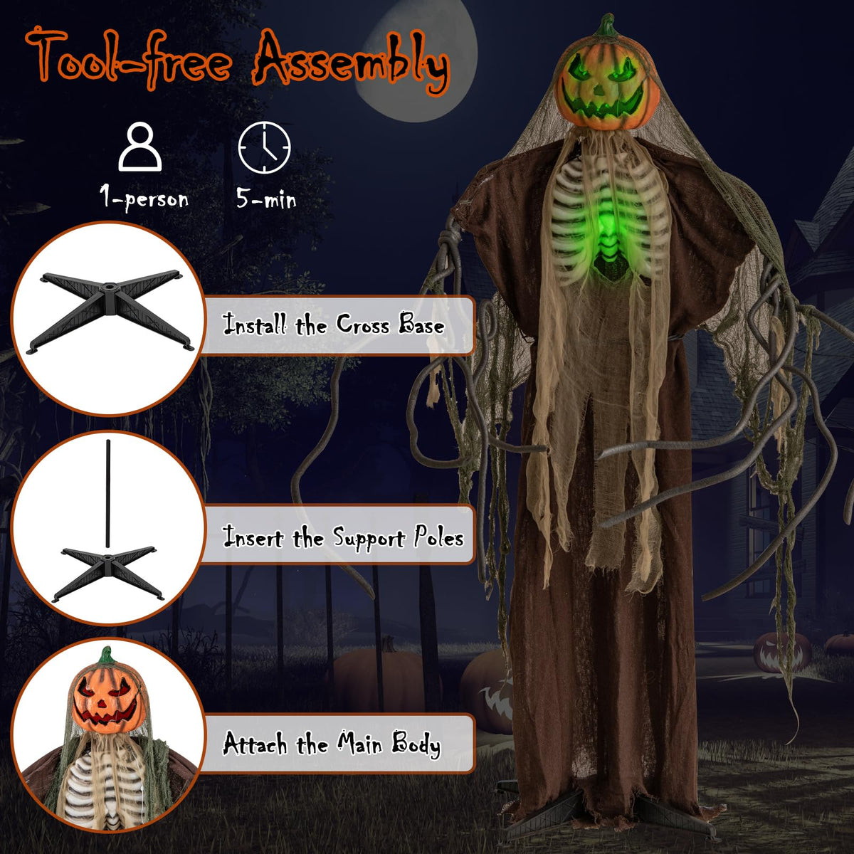 6 Ft Talking Ghost Pumpkin with Moving Head