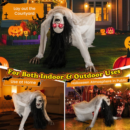Animated Crawling Zombie Woman Halloween Prop