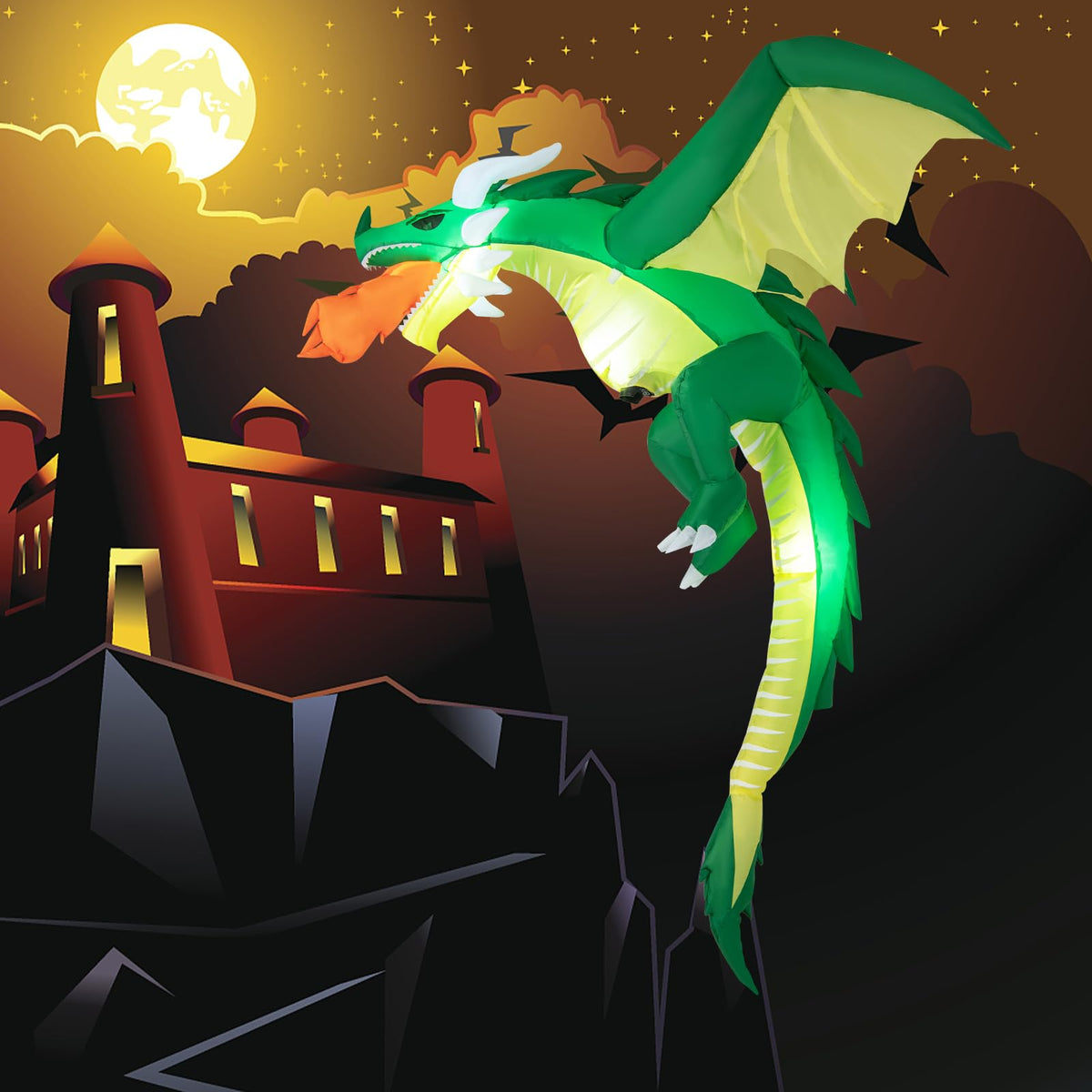 5.2 Ft Hanging Inflatable Dragon with LED Lights