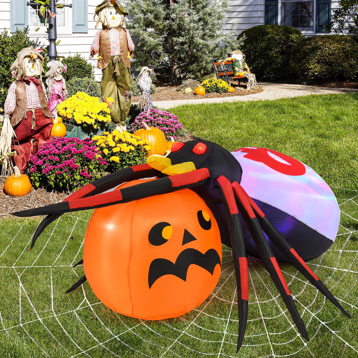 5 Ft Inflatable Spider on Pumpkin Yard Decoration