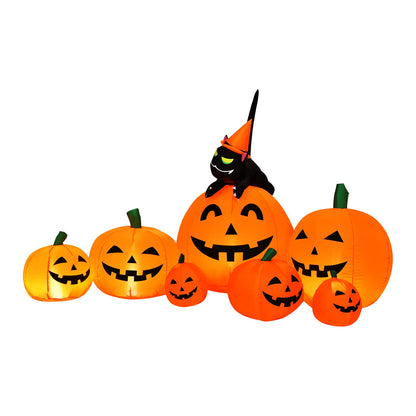 7.5 Ft Inflatable Pumpkin with Witch and Cat