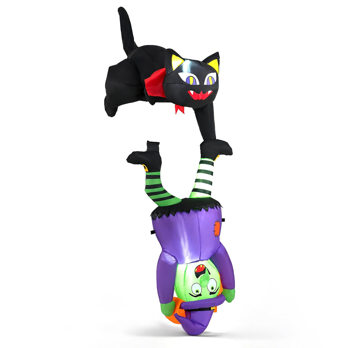 6.2 Ft Hanging Inflatable Witch and Black Cat