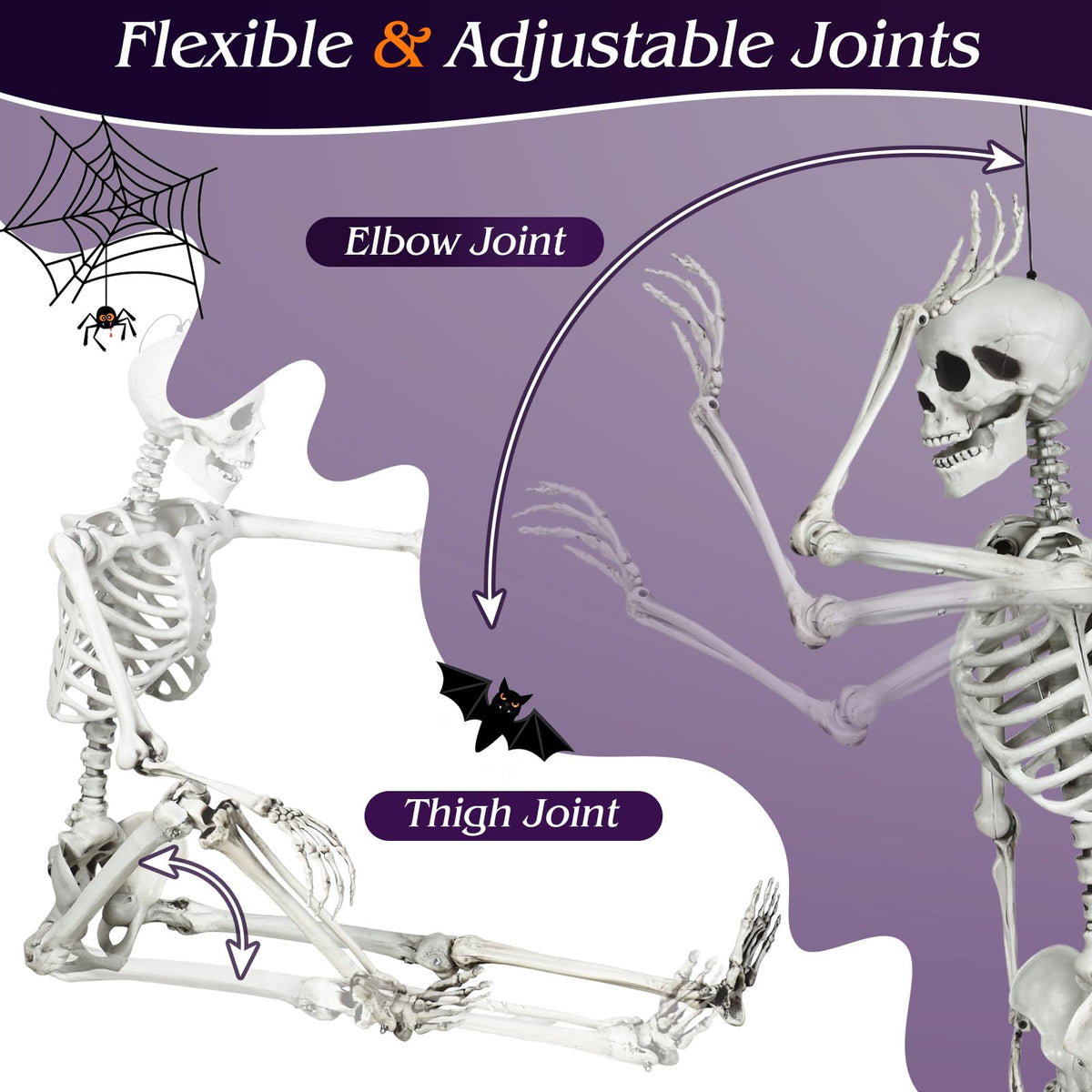 5.4 Ft Life Size Posable Halloween Skeleton