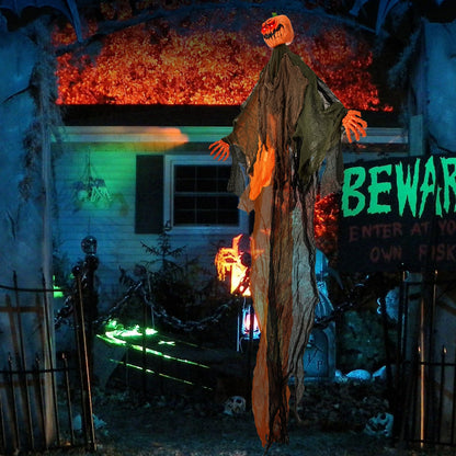 6 Ft Hanging Ghost Pumpkin Man with LED Eyes