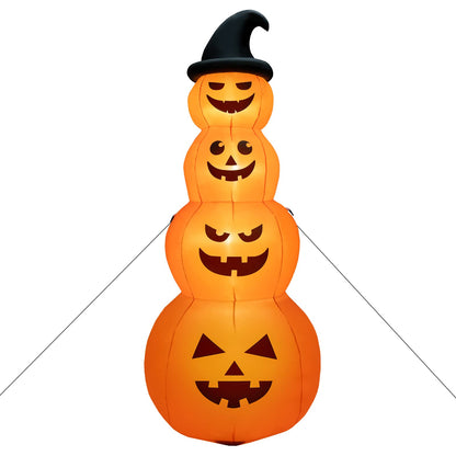 8 Ft Inflatable Pumpkin Stack with Wizard Hat