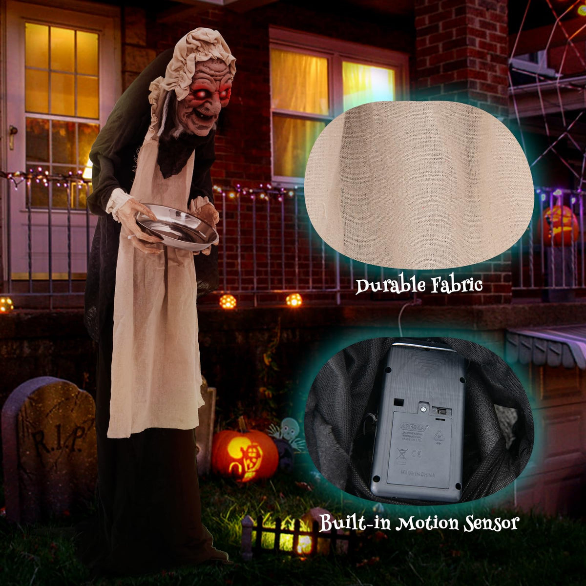 5.2 Ft Animated Old Lady Greeter with Candy Dish