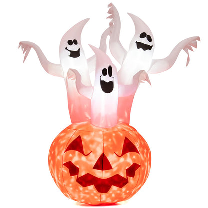 6 Ft Inflatable Ghosts and Pumpkin with Rotating Light