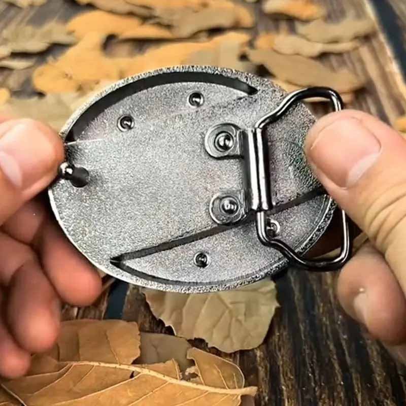 Oval Cowboy Metal Belt Buckle