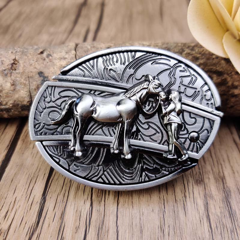 Oval Cowboy Metal Belt Buckle