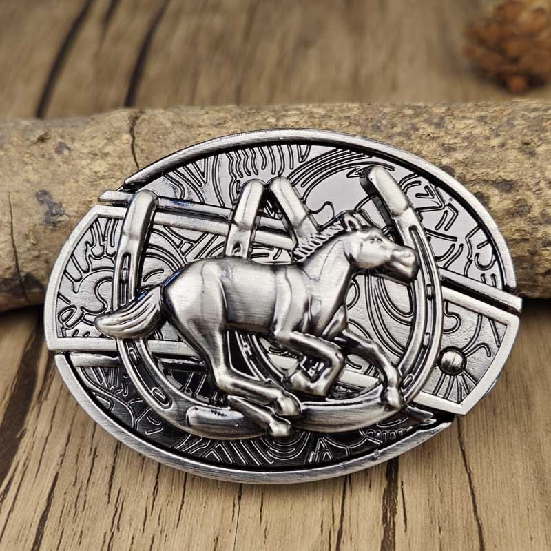 Oval Cowboy Metal Belt Buckle