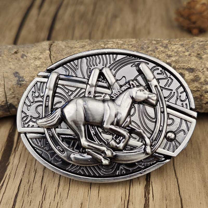 Oval Cowboy Metal Belt Buckle