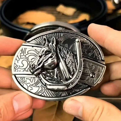 Oval Cowboy Metal Belt Buckle