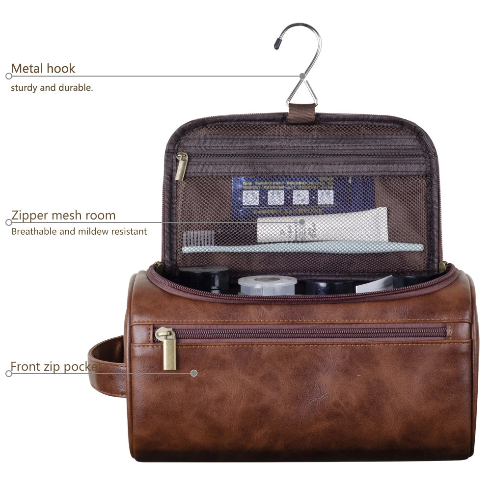 Hanging Leather Toiletry Bag